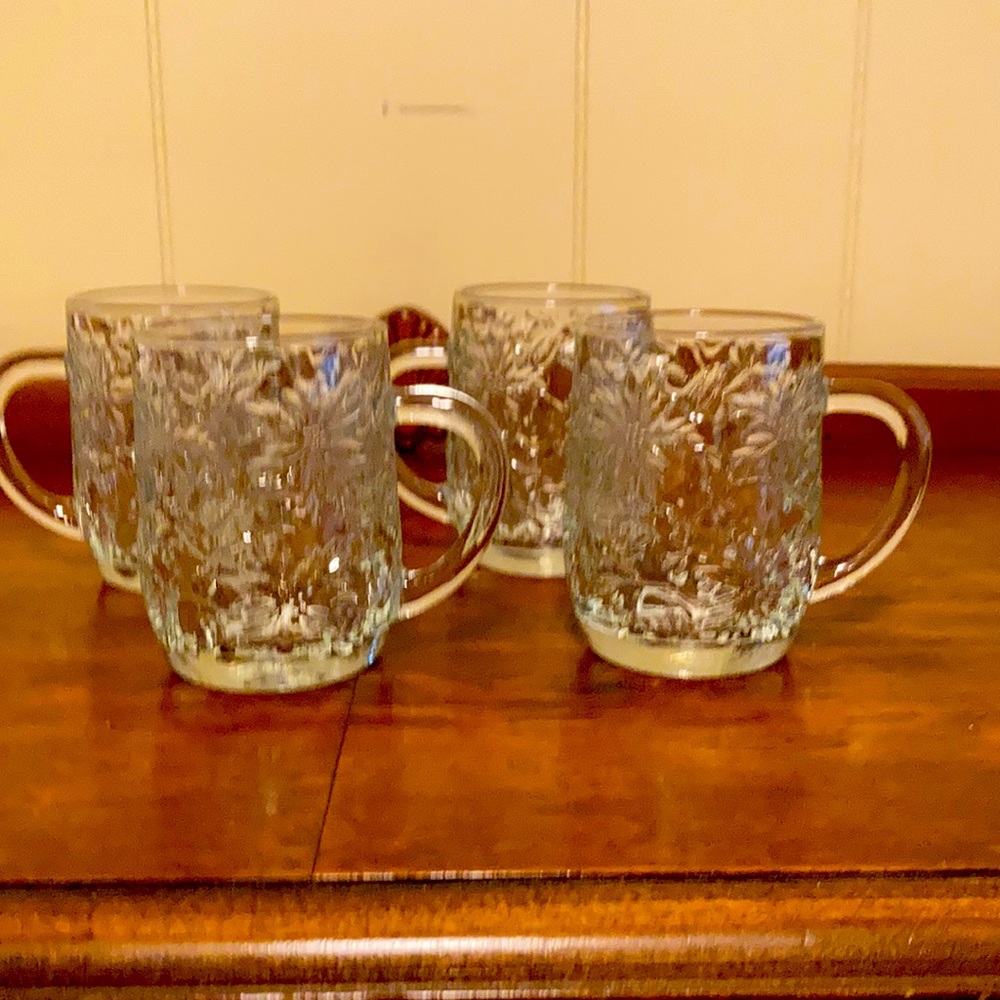 Christmas Crystal Glass Cups With Floral Print